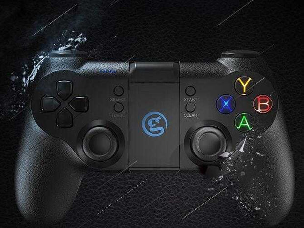 Rechargeable Smartphone Gamepad with Bluetooth for Android/iOS, featuring dual analog sticks, vibration feedback, and compact ergonomic design.