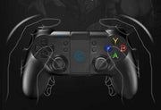 Rechargeable Smartphone Gamepad T1 with Bluetooth for Android/iOS, featuring dual analog sticks, vibration feedback, and ergonomic grip design.