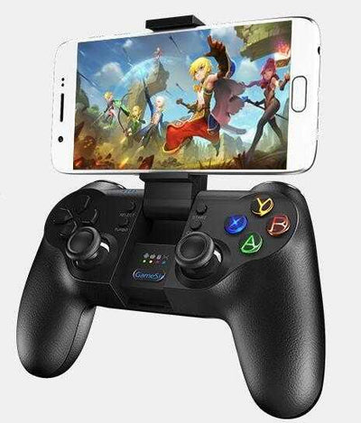 Smartphone Gamepad - Rechargeable | Android/iOS Bluetooth controller with phone mount, dual analog sticks, and action buttons for mobile gaming.