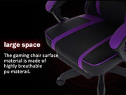 Gaming Chair - Ergonomic Chair with large seat space and breathable PU material in black and purple design. Ideal for long gaming sessions.