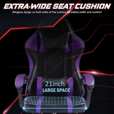 Gaming Chair - Ergonomic Chair with 21-inch extra-wide seat cushion and adjustable lumbar support for enhanced comfort and space.