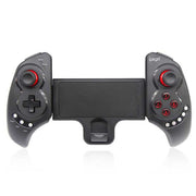 Versatile Bluetooth Gamepad for PC, Mobile & TV with USB interface, vibration feedback, and adjustable phone bracket for immersive gaming.