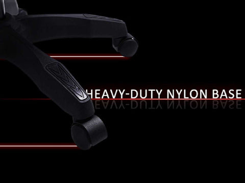 Gaming Chair - Ergonomic Chair with heavy-duty nylon base and smooth-rolling casters for stability and mobility on all surfaces.