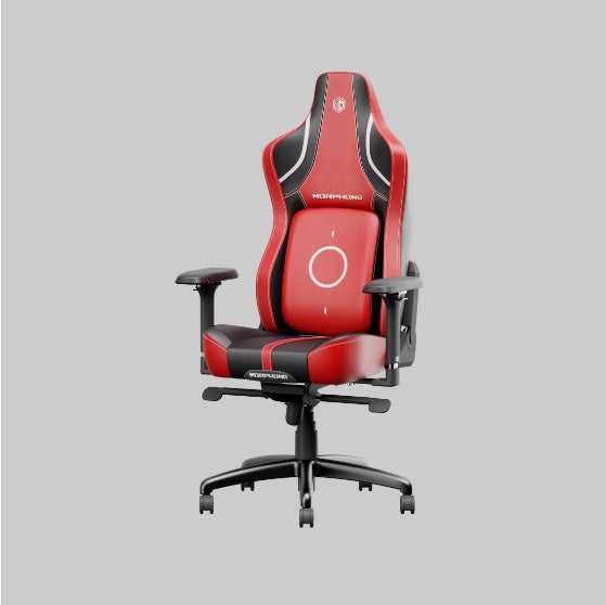 C-L44R Gaming Chair with PU leather in red and black, featuring ergonomic lumbar support and adjustable armrests for gaming or office use.