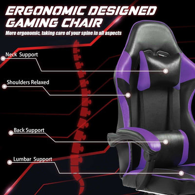 Gaming Chair - Ergonomic Chair with adjustable lumbar support, neck cushion, and padded armrests for tech and gadget enthusiasts.