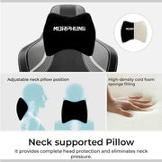 C-L44R Gaming Chair with adjustable neck support pillow, high-density cold foam filling, and ergonomic design for head and neck comfort.